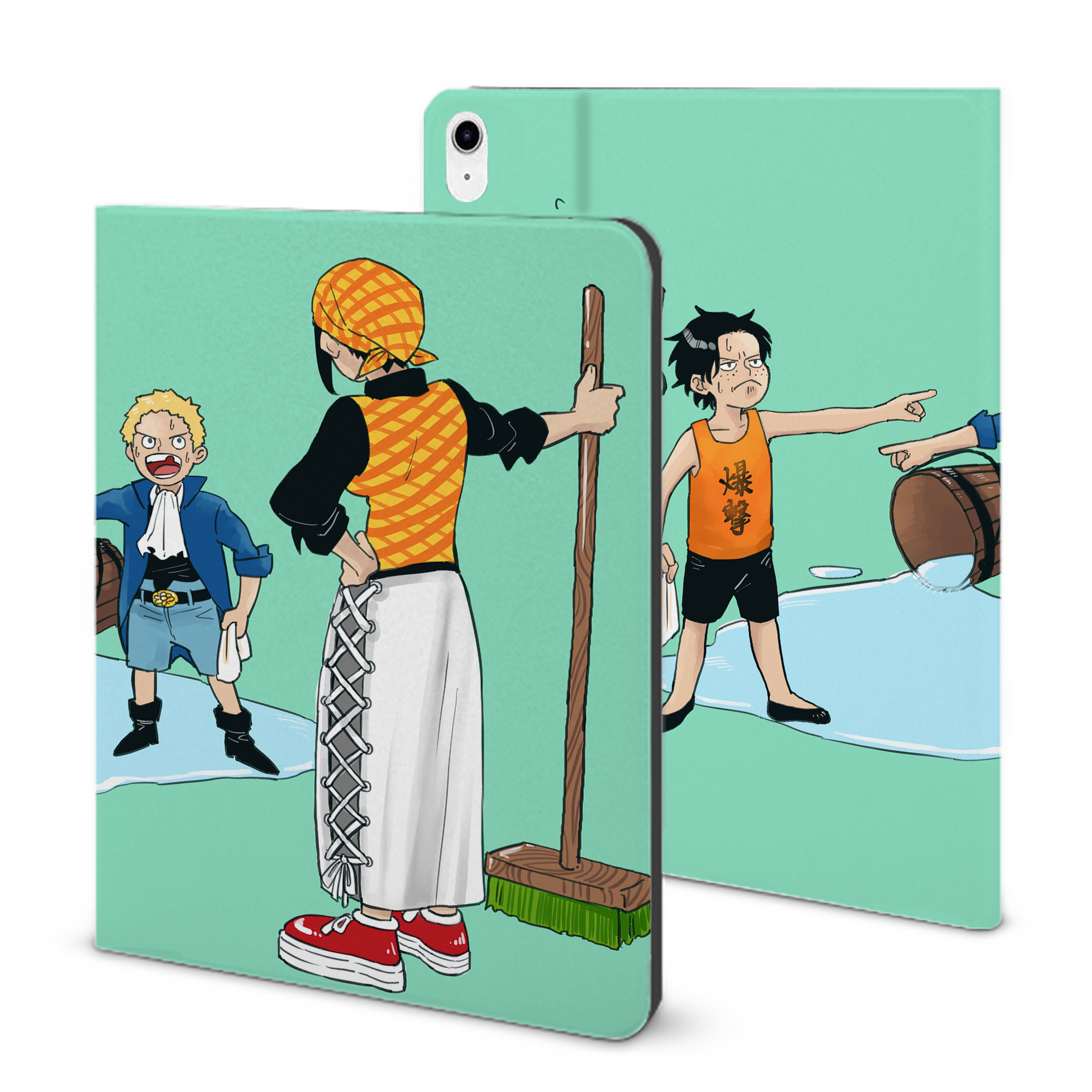 （画像用） ワンピース ONE PIECE IPad ケース ブック型 PUレザー TPU 耐衝撃 軽量 薄型 ペン収納なし 全面保護 IPad 各モデル対応